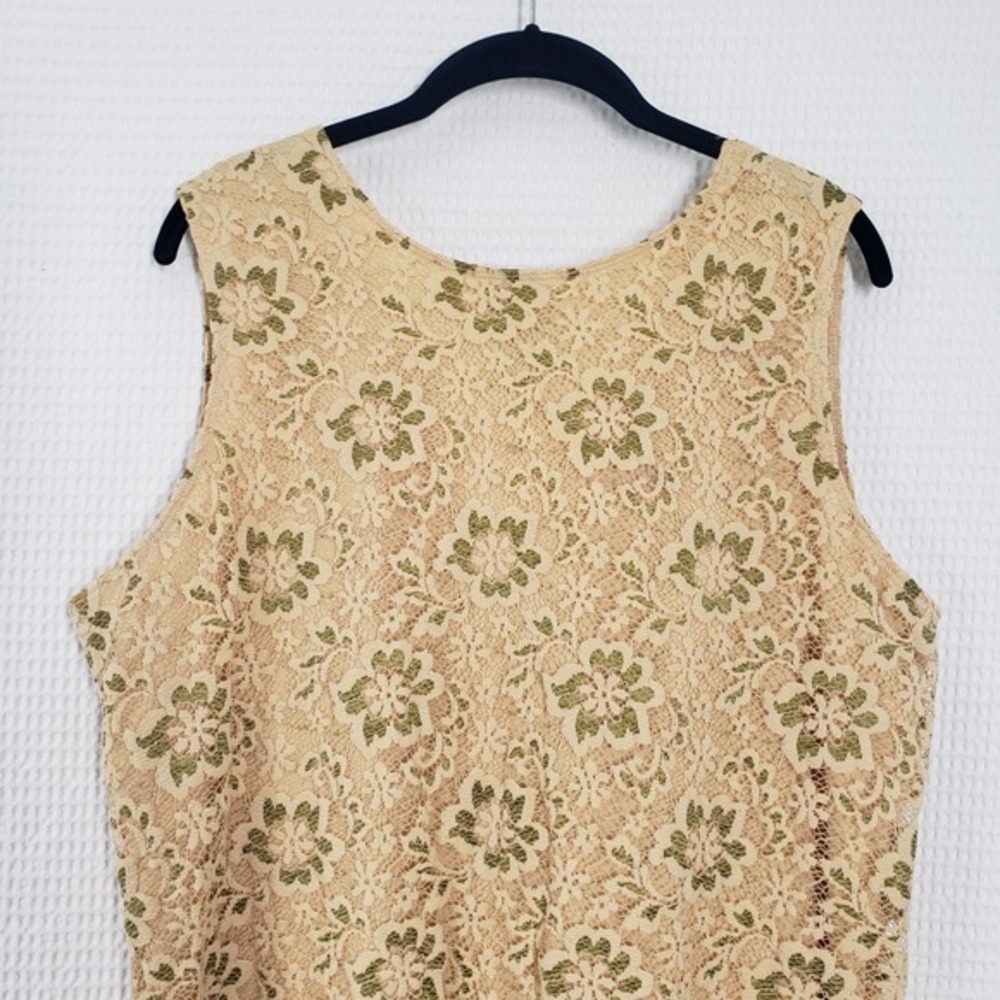 Vintage Studio 1940 Lace Tank Top Womens Beige V-Neck Sleeveless Grunge Romantic - Picture 12 of 14